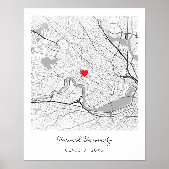 Personalised Harvard University Map Poster (Front)