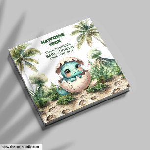 Personalised Hatching Soon Dino Guest Book Boy