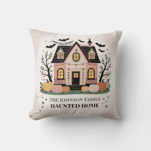 Personalised Haunted Home Halloween Spooky House Cushion