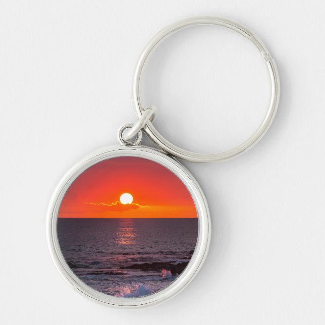 Personalised Hawaii Beach Ocean Tropical Sunset Key Ring (Front)