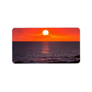 Personalised Hawaii Beach Ocean Tropical Sunset Label