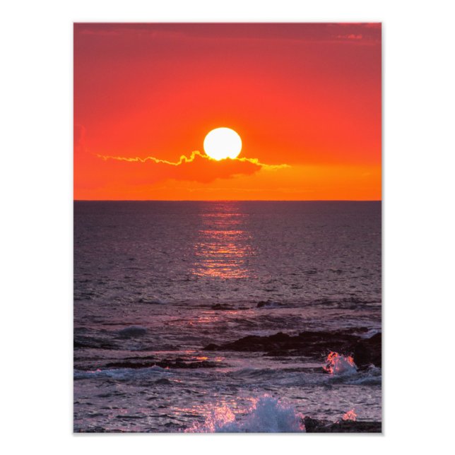 Personalised Hawaii Beach Ocean Tropical Sunset Photo Print (Front)