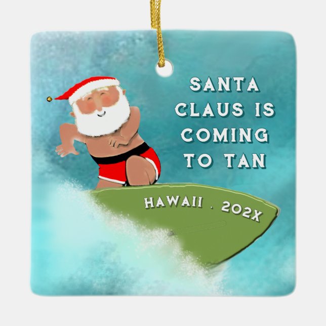personalised Hawaii holidays keepsake Ceramic Ornament (Front)
