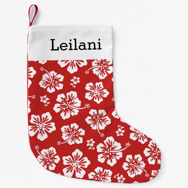 Personalised Hawaiian Hibiscus - Choose Your Small Christmas Stocking (Front)