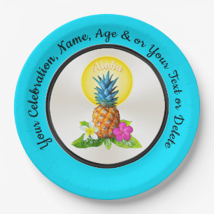 Personalised Hawaiian Paper Plates, Any Occasion Plate