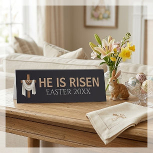 Personalised He Is Risen Vintage Easter Cross