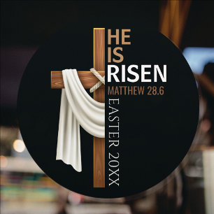 Personalised He Is Risen Vintage Easter Cross