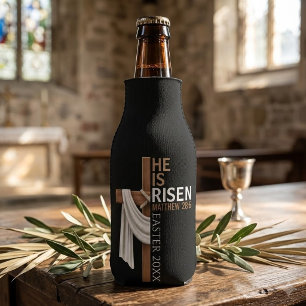 Personalised He Is Risen Vintage Easter Cross Bottle Cooler