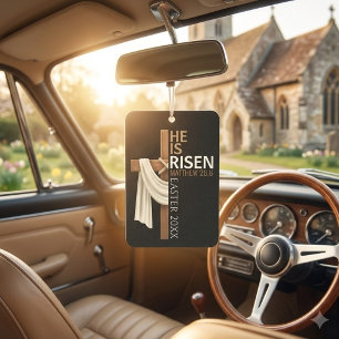 Personalised He Is Risen Vintage Easter Cross Car Air Freshener