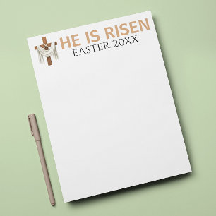 Personalised He Is Risen Vintage Easter Cross Custom Letterhead