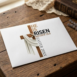 Personalised He Is Risen Vintage Easter Cross Envelope