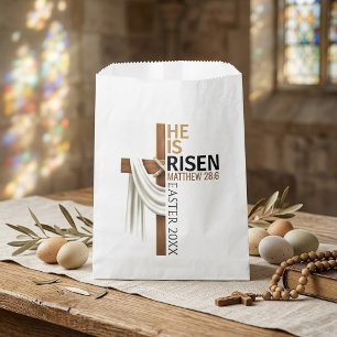 Personalised He Is Risen Vintage Easter Cross Favour Bags
