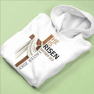 Personalised He Is Risen Vintage Easter Cross Hoodie