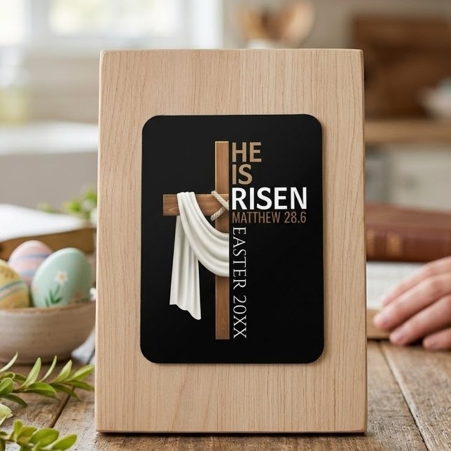 Personalised He Is Risen Vintage Easter Cross Magnet (Creator Uploaded)