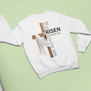 Personalised He Is Risen Vintage Easter Cross Sweatshirt