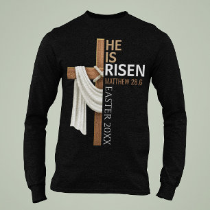 Personalised He Is Risen Vintage Easter Cross T-Shirt