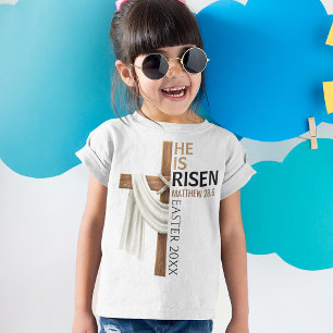 Personalised He Is Risen Vintage Easter Cross T-Shirt