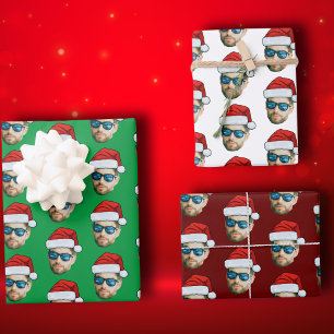 Personalised Head Face Santa Hat Gift Wrapping  Paper Sheet
