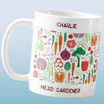 Personalised Head Gardener Coffee Mug<br><div class="desc">A fun vegetable art pattern,  perfect for your favourite gardener. Change the name and the Head Gardener text to personalise.  Original art by Nic Squirrell.</div>