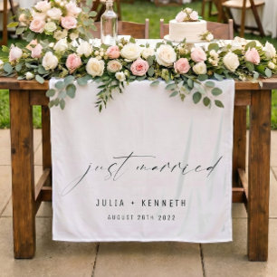 Personalised Head Table Decor Just Married Wedding Tapestry