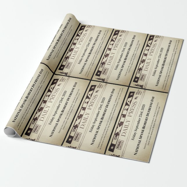 Personalised Headlines Two Stories Wrapping Paper (Unrolled)