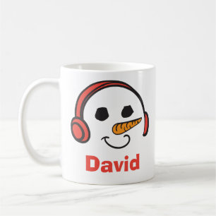 Personalised Headphones Music Snowman Coffee Mug