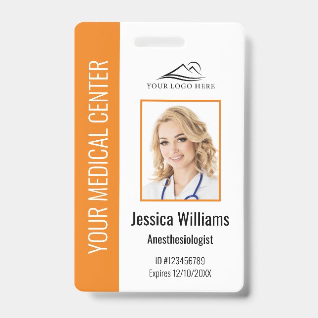 Personalised Healthcare Employee Orange ID Badge (Front)