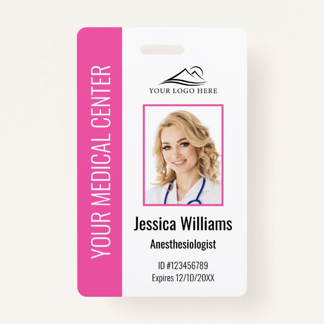 Personalised Healthcare Employee Pink ID ID Badge (Front)