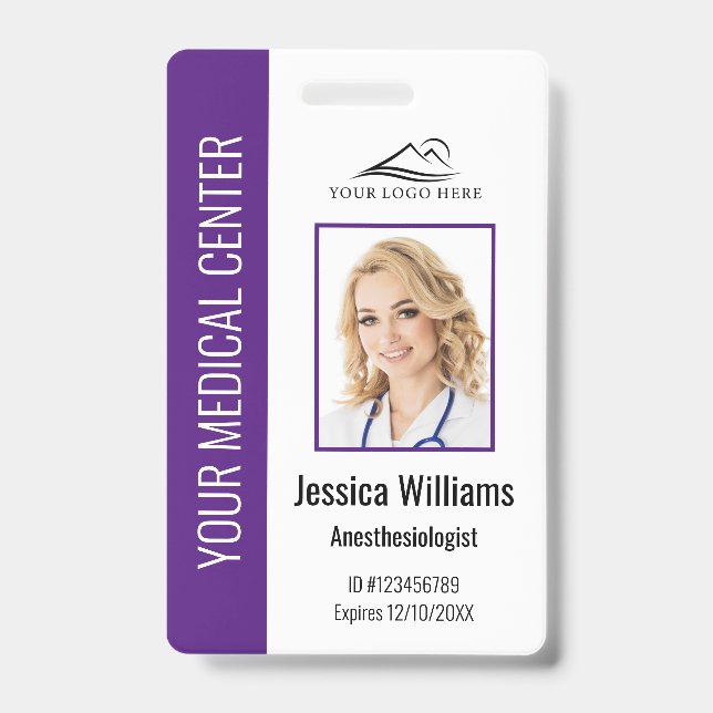 Personalised Healthcare Employee Purple ID Badge (Front)
