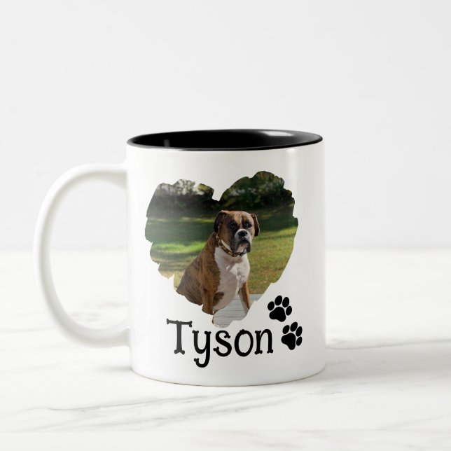 Personalised Heart and Paws Pet Photo Two-Tone Coffee Mug (Left)