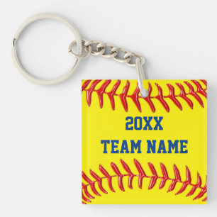 Personalised Heart and Softball Keychains