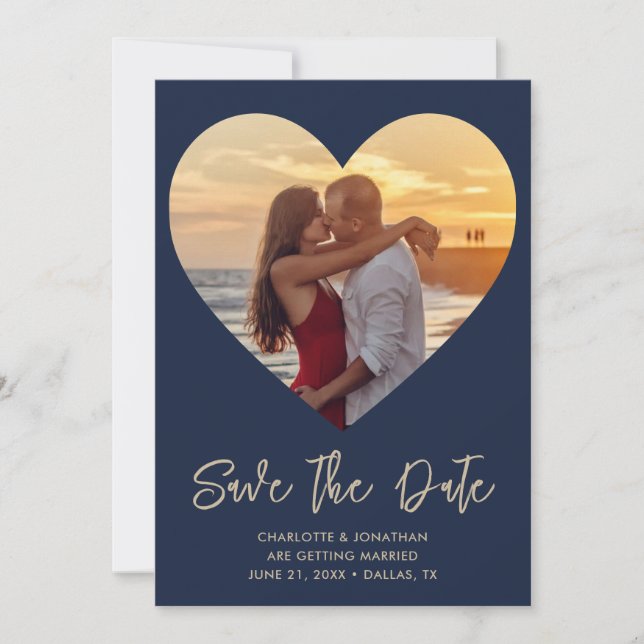 Personalised Heart Cutout Wedding Photo  Save The Date (Front)