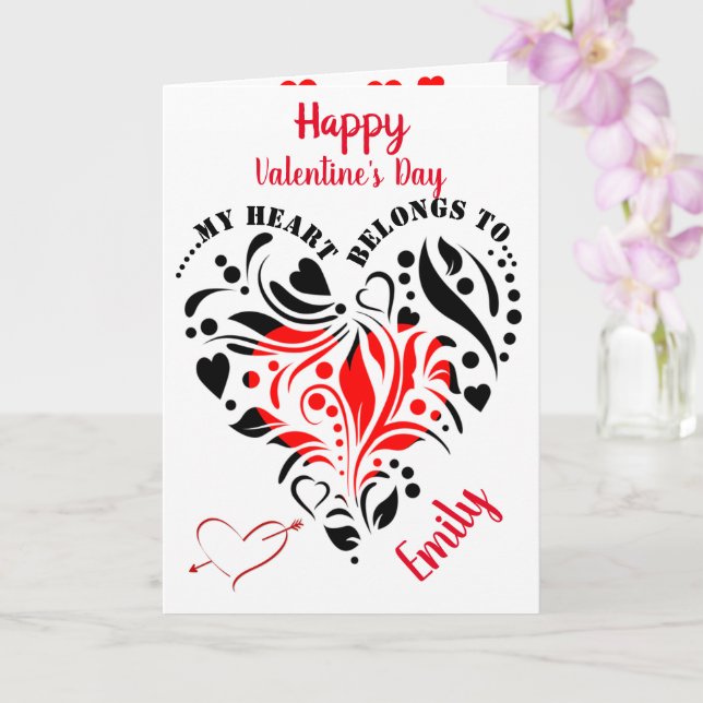 Personalised Heart Design Custom Valentine Photo Card (Orchid)