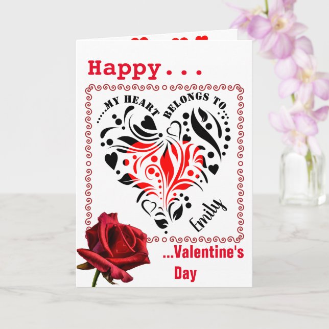 Personalised Heart Design Valentine Photo Card (Orchid)