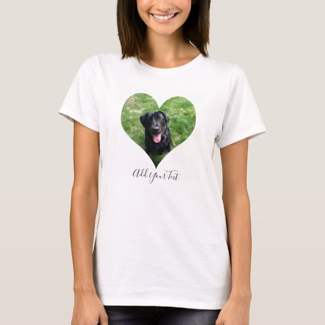 Personalised Heart Dog Pet Photo and Name  T-Shirt (Front)