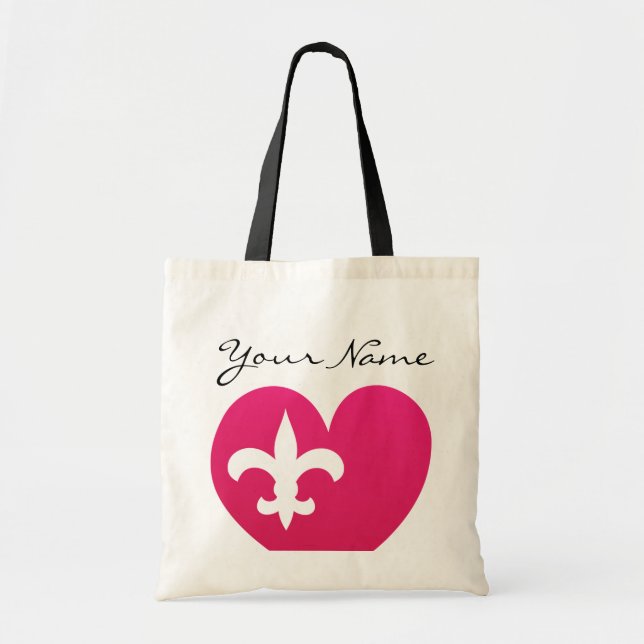 Personalised Heart Fluer de Bag with Your Name (Front)