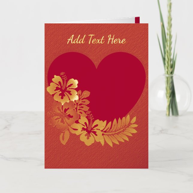 Personalised Heart Gold Foil Folded Card (Front)