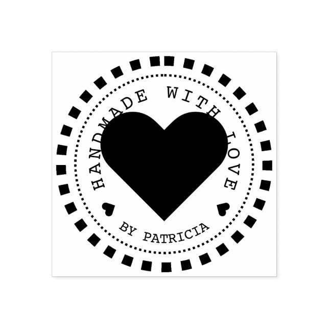 Personalised Heart Handmade With Love Name Rubber Stamp (Imprint)