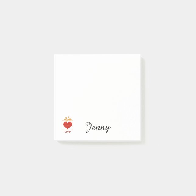 Personalised Heart in a Box Post-It Notes (Front)
