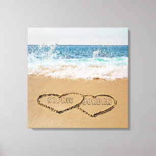 Personalised Heart In Sand Canvas Print
