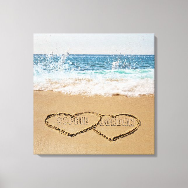 Personalised Heart In Sand Canvas Print (Front)