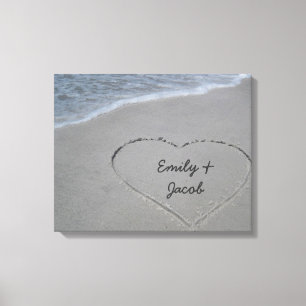 Personalised Heart in Sand Wrapped Canvas Print