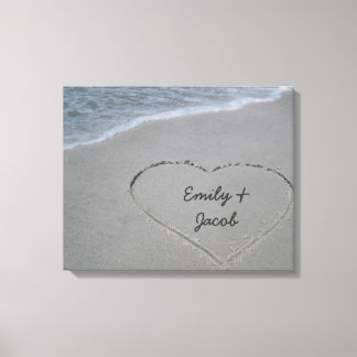 Personalised Heart in Sand Wrapped Canvas Print