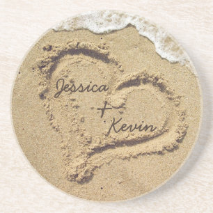 Personalised Heart in the Sand coasters