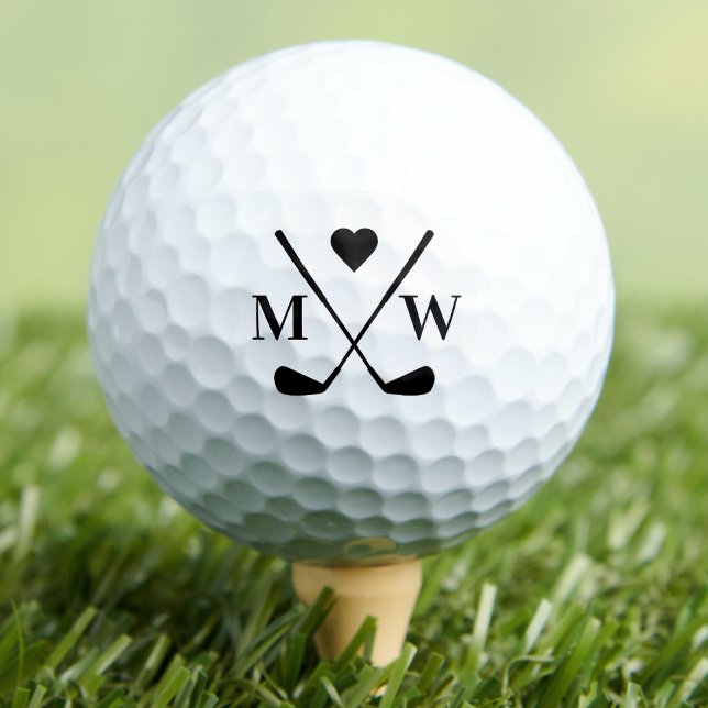 Personalised Heart Initial Monogram Golf Balls (Personalized Heart Initial Monogram Golf Balls)