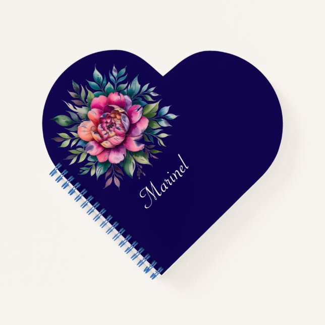 Personalised Heart Journal-Editable Name Notebook (Front)
