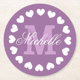 Personalised heart monogram wedding party coasters