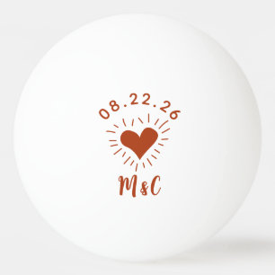 Personalised Heart Monogram Wedding Ping Pong Ball