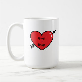 Personalised Heart Name Coffee Mug. Two Name Mug. Mug
