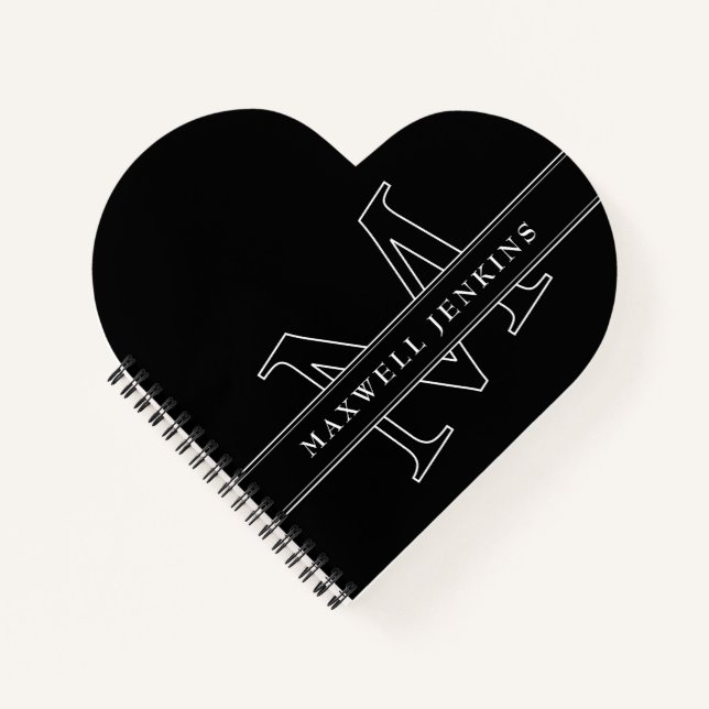 Personalised Heart Notebook with Monogram & Name (Front)